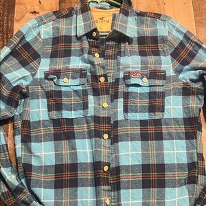 Hollister Men's Blue Plaid Shirt XL NNT